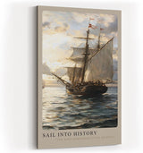 Paul Sinus Kunstdruck 40x60cm Sail Into History – Historisches Segelschiff auf ruhiger See bei untergehender Sonne in Ölmalerei