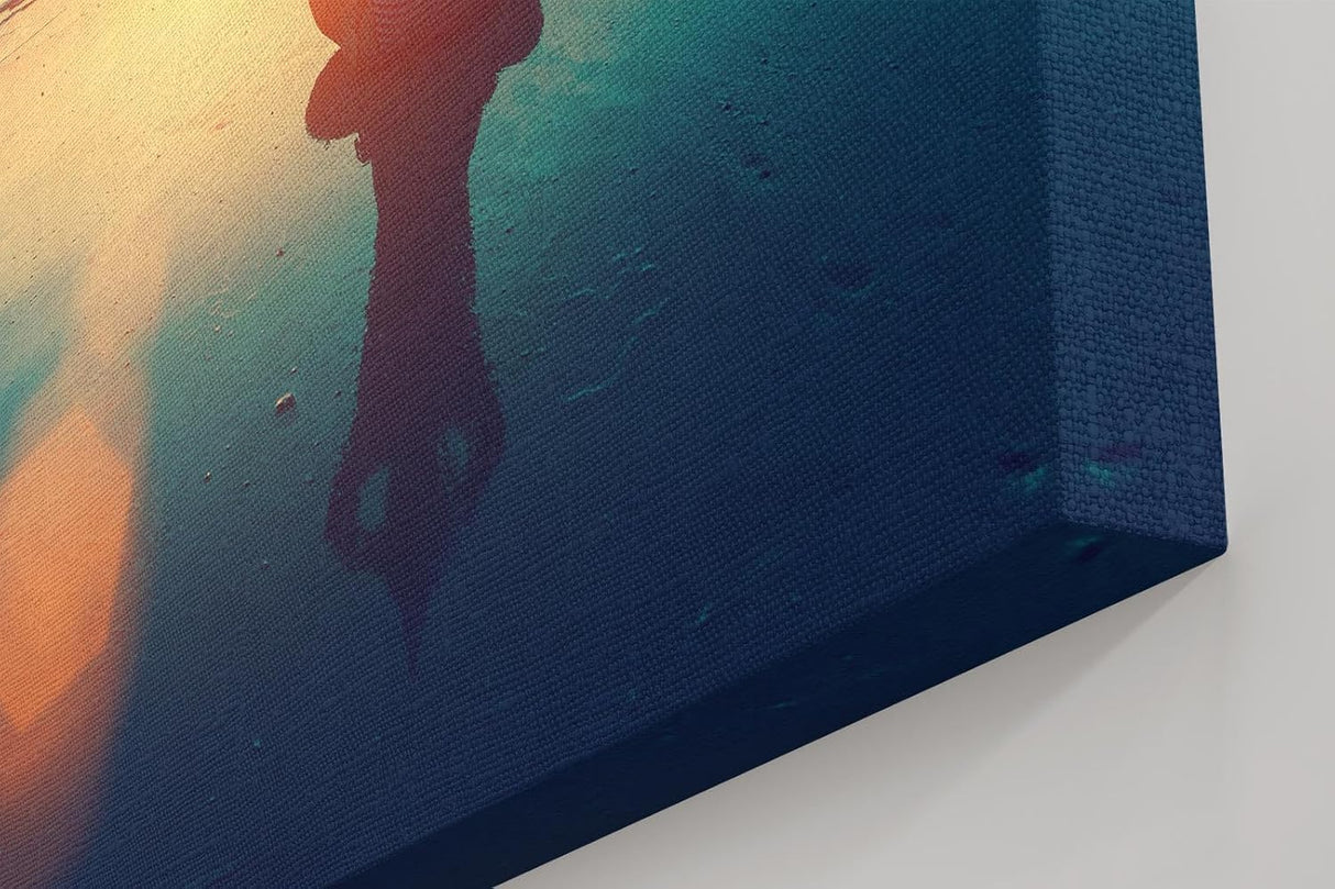 Sinus Art Wandbild 120x80cm Silhouette beim Yoga im Sonnenuntergang – Sinnbild für Balance und Achtsamkeit