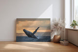 Sinus Art Wandbild 120x80cm Der Wal im Sprung vor dem Sonnenuntergang strahlt Kraft und Freiheit aus