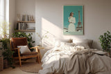 Paul Sinus Wandbild in 40x60cm Paris – elegante Frau in Weiß vor dem Eiffelturm im Retro-Stil