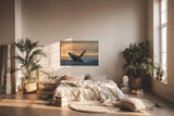 Sinus Art Wandbild 120x80cm Der Wal im Sprung vor dem Sonnenuntergang strahlt Kraft und Freiheit aus