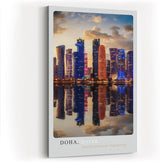 Paul Sinus Kunstdruck 40x60cm Doha Katar – moderne Skyline mit Spiegelung im Wasser bei Abendlicht