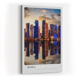 Paul Sinus Kunstdruck 40x60cm Doha Katar – moderne Skyline mit Spiegelung im Wasser bei Abendlicht