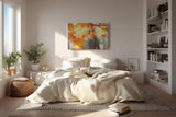 Sinus Art Wandbild 120x80cm Warmes Herbstlaub im Licht für stimmungsvolle und behagliche Wohnatmosphäre