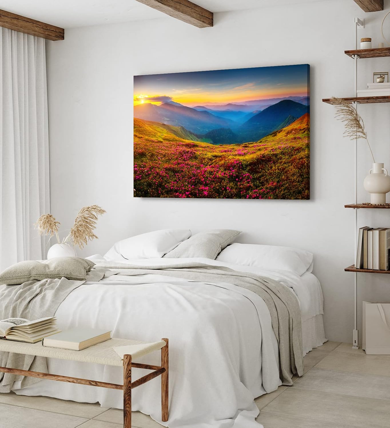 Paul Sinus Wandbild 120x80cm Berglandschaft Alpen Wiese Sommerwiese Sonnenuntergang