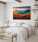 Paul Sinus Wandbild 120x80cm Berglandschaft Alpen Wiese Sommerwiese Sonnenuntergang