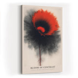 Paul Sinus Wandbild in 40x60cm Bloom of Contrast in Rot und Schwarz – Abstrakte Blüte mit intensiver Farbdynamik und künstlerischem Ausdruck