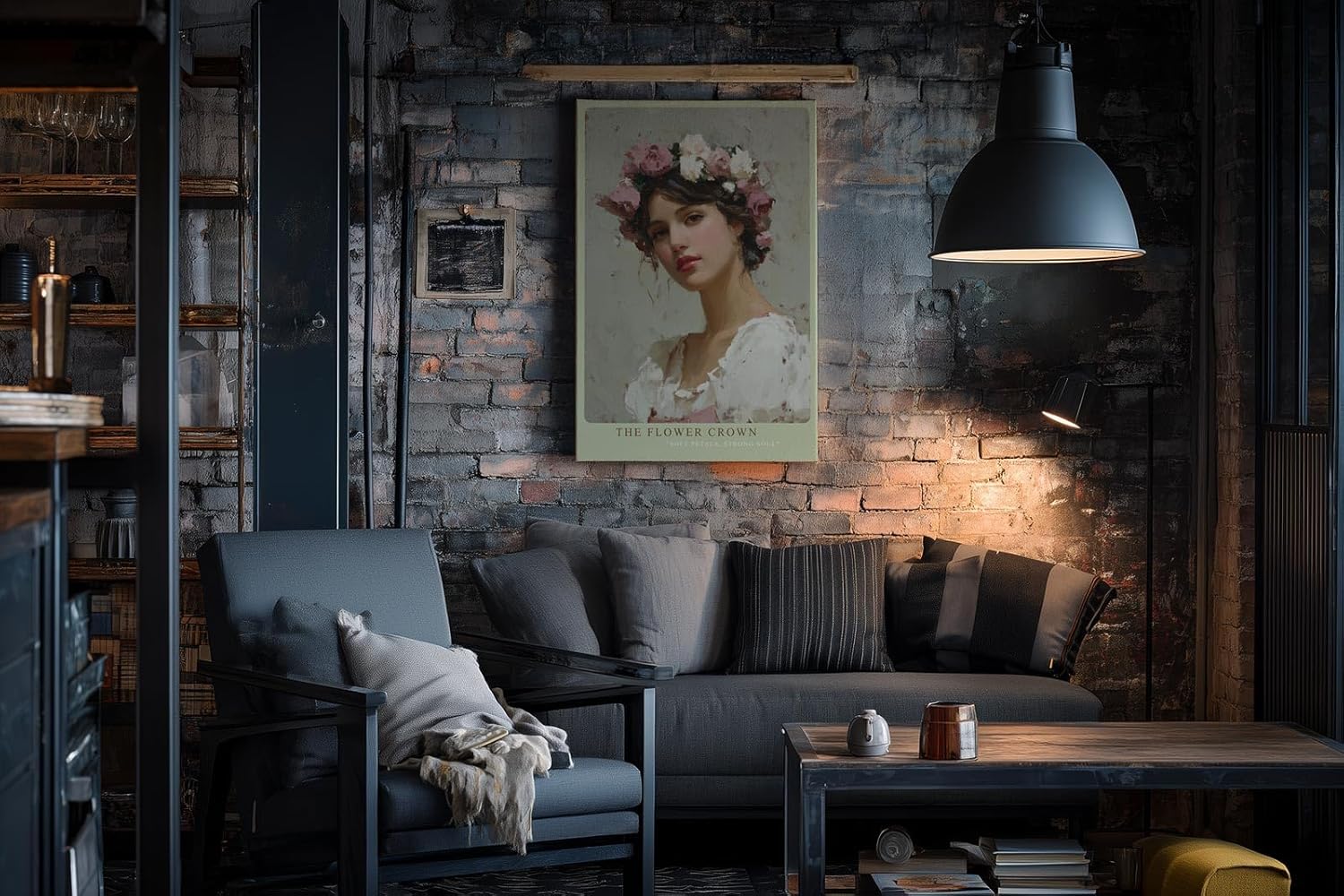 Paul Sinus Wandbild in 40x60cm The Flower Crown romantisches Porträt einer jungen Frau mit Blumenkranz in zarten Pastellfarben