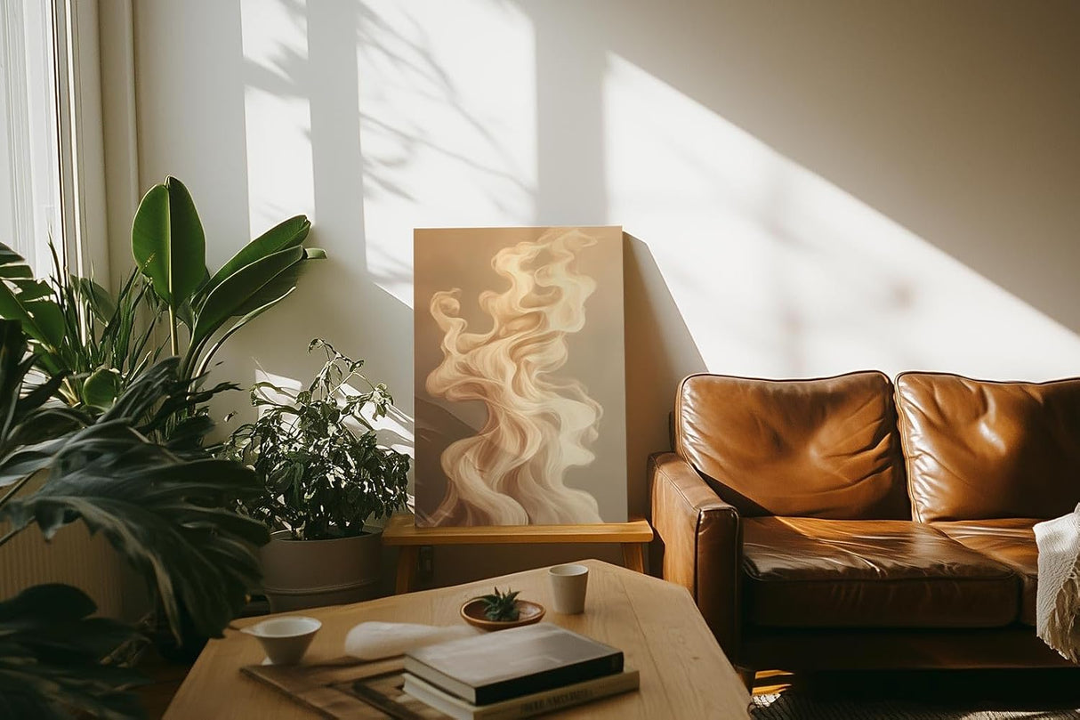 Paul Sinus 60x90cm Wandbild, Atemberaubende Dynamik in Schwungformen – Elegante Kunst in fließenden Beigetönen