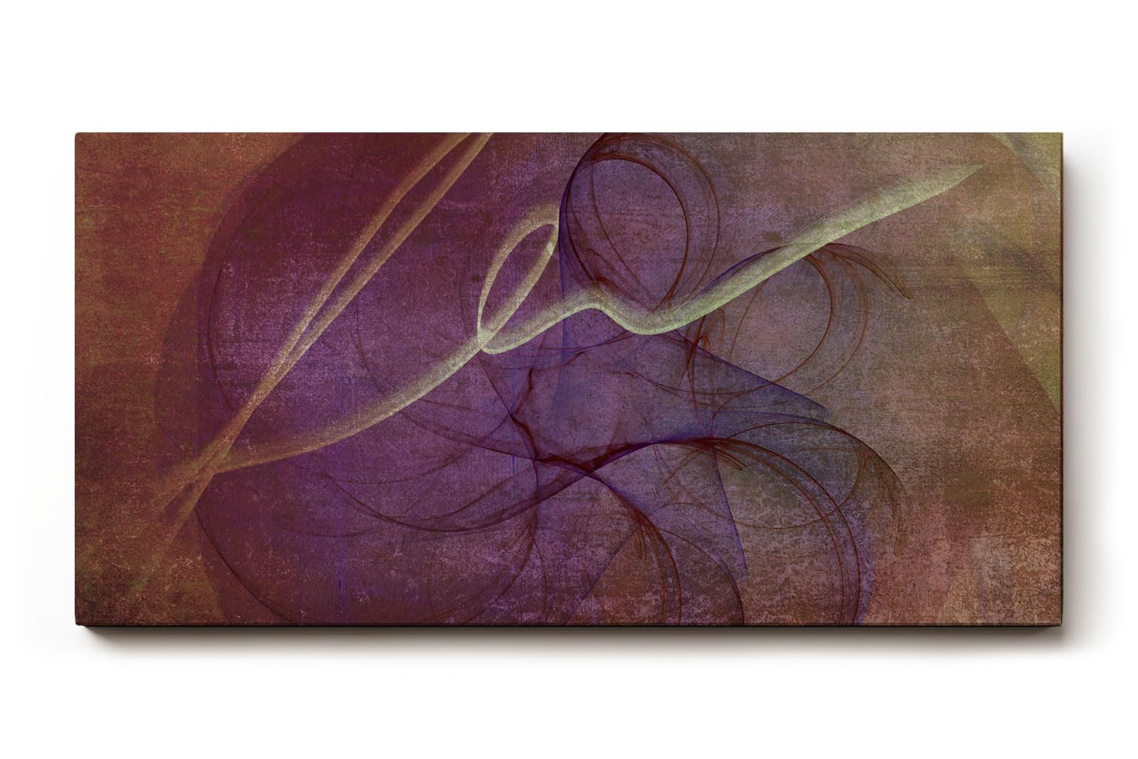 Sinus Art Wandbild 120x80cm Verschlungene Linien und violette Flächen auf texturierter brauner Basis