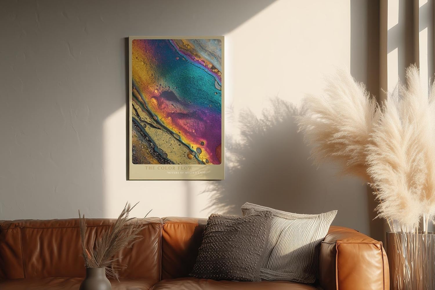 Paul Sinus Wandbild in 40x60cm The Color Flow – abstraktes Farbmotiv in leuchtenden Metallic-Tönen für moderne Raumgestaltung
