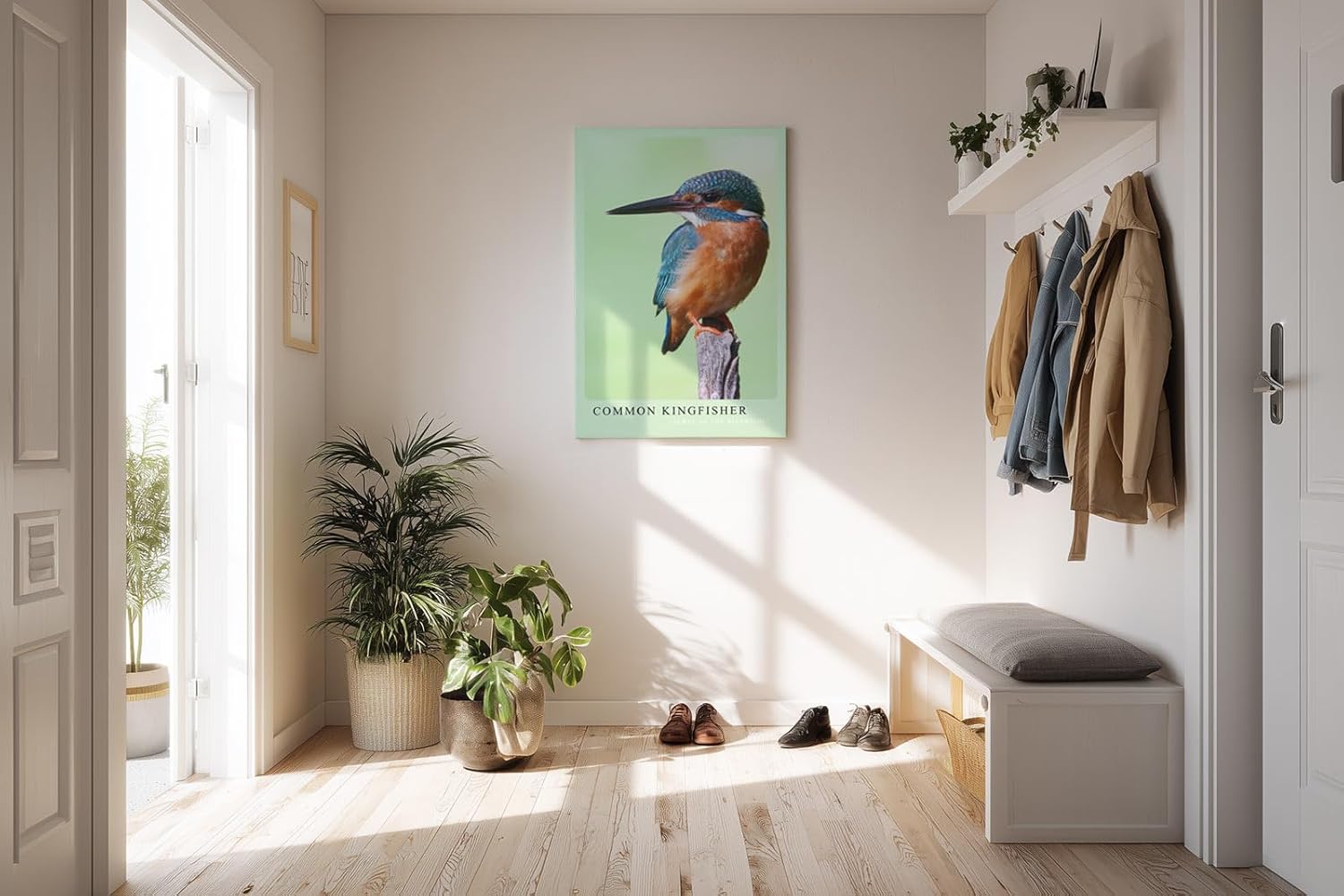 Paul Sinus Kunstdruck 40x60cm Common Kingfisher – Eisvogel auf Ast in brillanter Nahaufnahme mit leuchtenden Farben