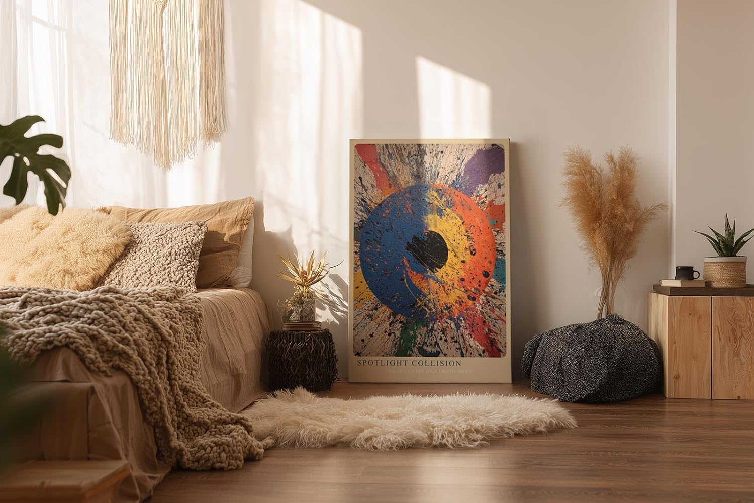 Paul Sinus Wandbild in 40x60cm Spotlight Collision Abstrakte Farbexplosion mit zentralem Fokus