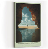 Paul Sinus Wandbild in 40x60cm Reflection of Solitude – Person am Strand im Felsenrahmen mit ruhiger Meereskulisse