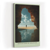 Paul Sinus Wandbild in 40x60cm Reflection of Solitude – Person am Strand im Felsenrahmen mit ruhiger Meereskulisse