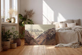 Sinus Art Wandbild 120x80cm Felsige Gebirgsketten mit schneebedeckten Gipfeln in beeindruckender Tiefe