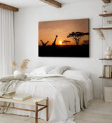 Paul Sinus Wandbild 120x80cm Afrika Giraffen Sonnenuntergang Abend Natur Wildnis Bäume