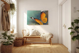 Sinus Art Wandbild 120x80cm Detaillierte Nahaufnahme eines orangefarbenen Schmetterlings mit harmonischer Komposition