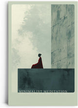 Paul Sinus Leinwandbild 80x120cm Minimalist Meditation Leinwandbild meditierende Figur vor kühler Architektur ruhige Symbiose von Raum und Geist