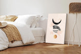 Paul Sinus 60x90cm Wandbild, Magische Komposition in Fokusgeometrie – Halbmond, Linien und Goldpunkt als Symbolik