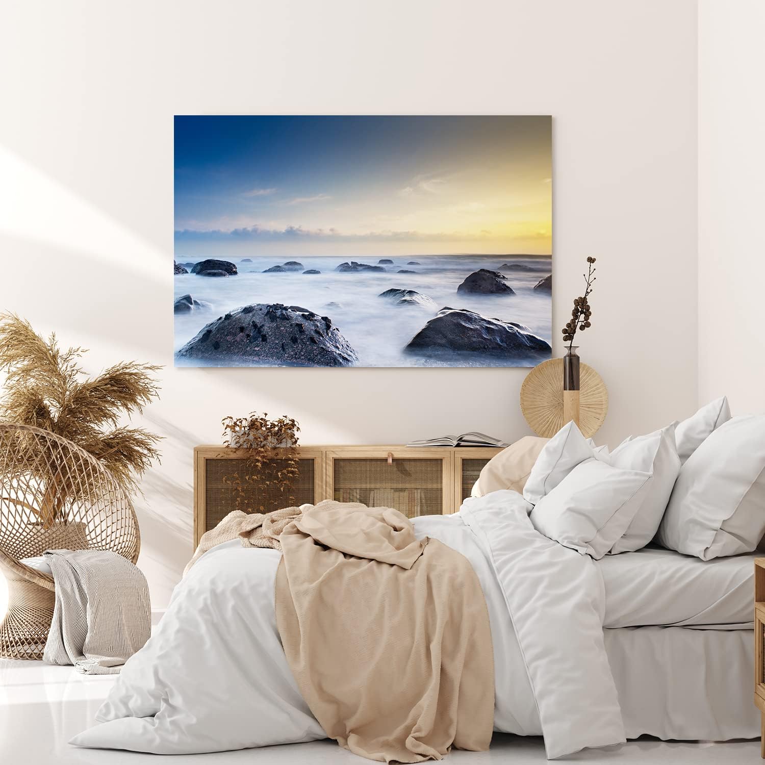Paul Sinus Wandbild 120x80cm Ozean Meer Sonnenuntergang Felsen Atlantik Horizont