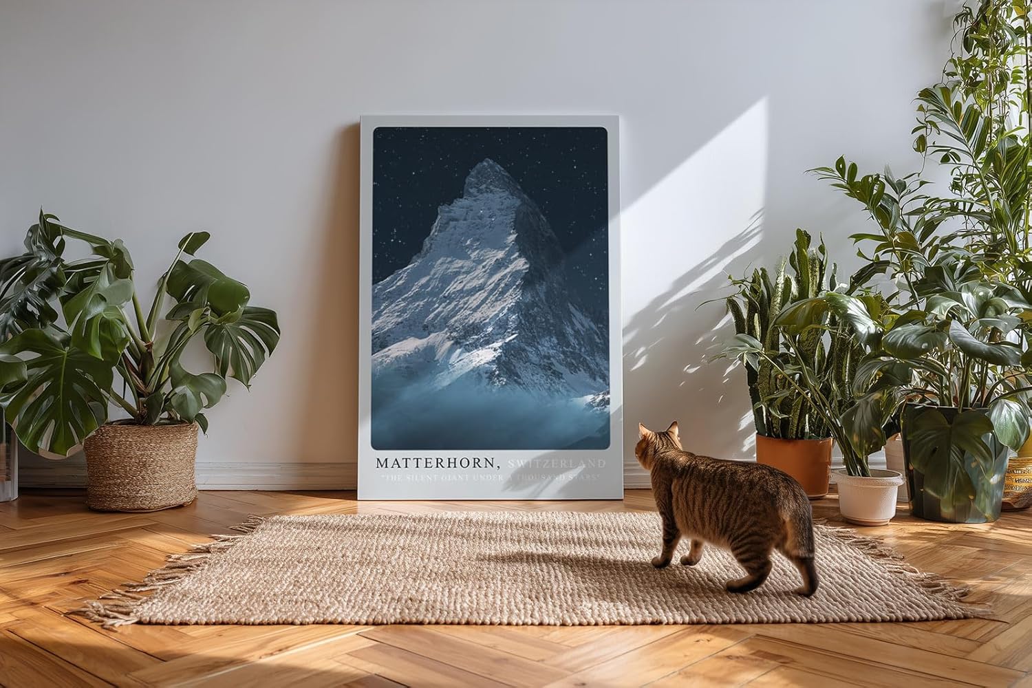 Paul Sinus Kunstdruck 40x60cm Matterhorn Schweiz mit nächtlicher Bergszenerie unter Sternenhimmel