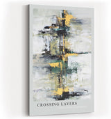 Paul Sinus Kunstdruck 40x60cm Crossing Layers – Abstrakte Komposition mit dynamischen Farbstrukturen in Gold, Grün und Schwarz