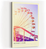 Paul Sinus Kunstdruck 40x60cm Sunset Fair mit Riesenrad und Achterbahn im Abendlicht