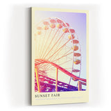 Paul Sinus Kunstdruck 40x60cm Sunset Fair mit Riesenrad und Achterbahn im Abendlicht