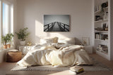 Sinus Art Wandbild 120x80cm Langer Holzsteg führt zentriert in den Horizont – ein Sinnbild für Ruhe und Fokus