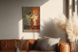 Paul Sinus Wandbild in 40x60cm The Kiss of Seasons kunstvolles Porträt zweier Gesichter in herbstlichen und grünen Blättern