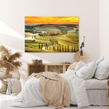 Paul Sinus Wandbild 120x80cm Italien Toskana Landschaft Sonnenuntergang roter Himmel