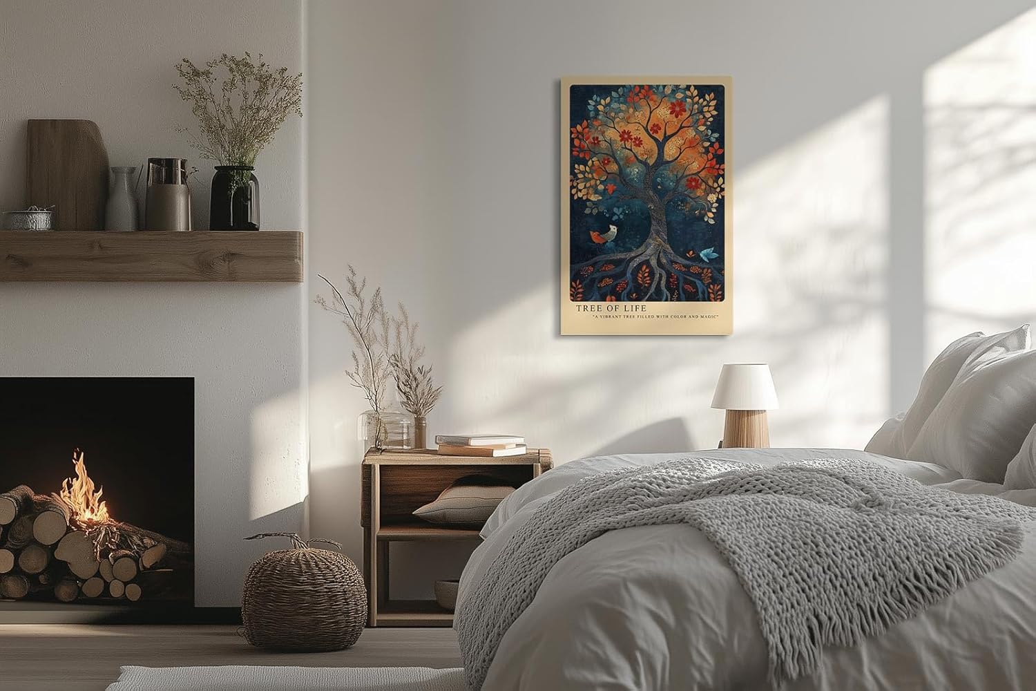 Paul Sinus Leinwandbild 40x60cm Baum des Lebens mystisch farbenfroh kunstvolle Wandkunst surreal harmonisch faszinierend symbolisch warm leuchtend