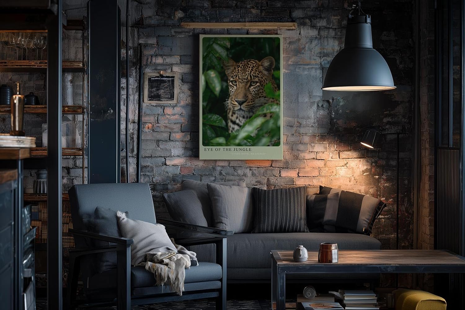 Paul Sinus Wandbild in 40x60cm Eye of the Jungle – Nahaufnahme eines Leoparden im dichten Blätterdach