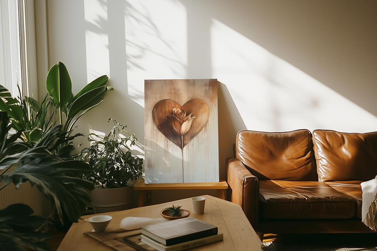 Paul Sinus 60x90cm Wandbild Herzensrose in Kupfer – Ausdrucksvolle Wandkunst mit stilisierter Blume