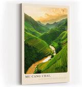 Paul Sinus Kunstdruck 40x60cm Mu Cang Chai Vietnam Reisterrassen Natur Landschaft Sonnenuntergang