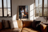 Paul Sinus Wandbild in 40x60cm A Rendezvous in Paris – Frau im Zug mit Blick auf den Eiffelturm, romantische Stadtszene im warmen Licht
