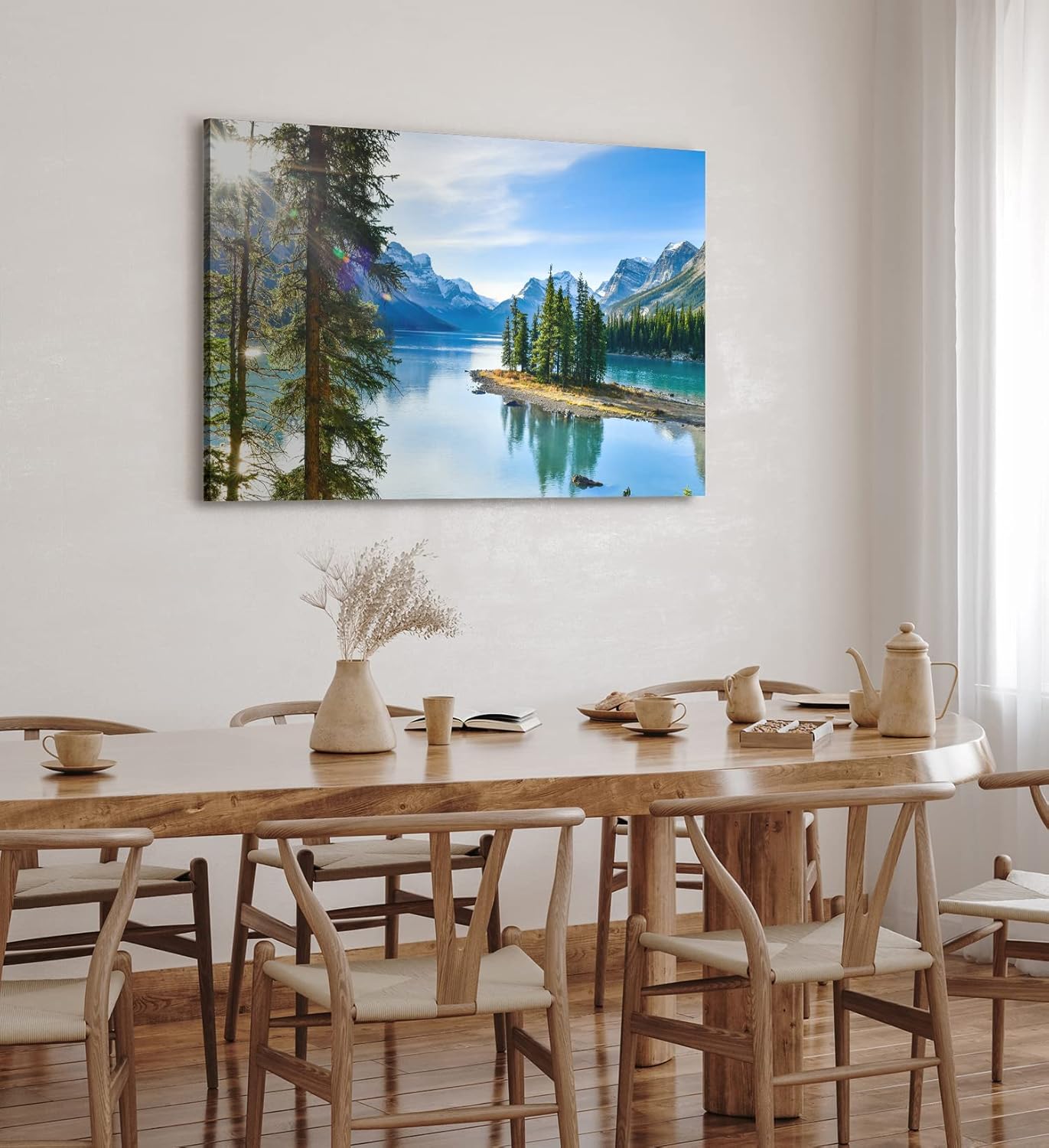Paul Sinus Wandbild 120x80cm Alpensee See Alpen Berge Landschaft Bäume Schneegipfel