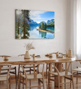 Paul Sinus Wandbild 120x80cm Alpensee See Alpen Berge Landschaft Bäume Schneegipfel