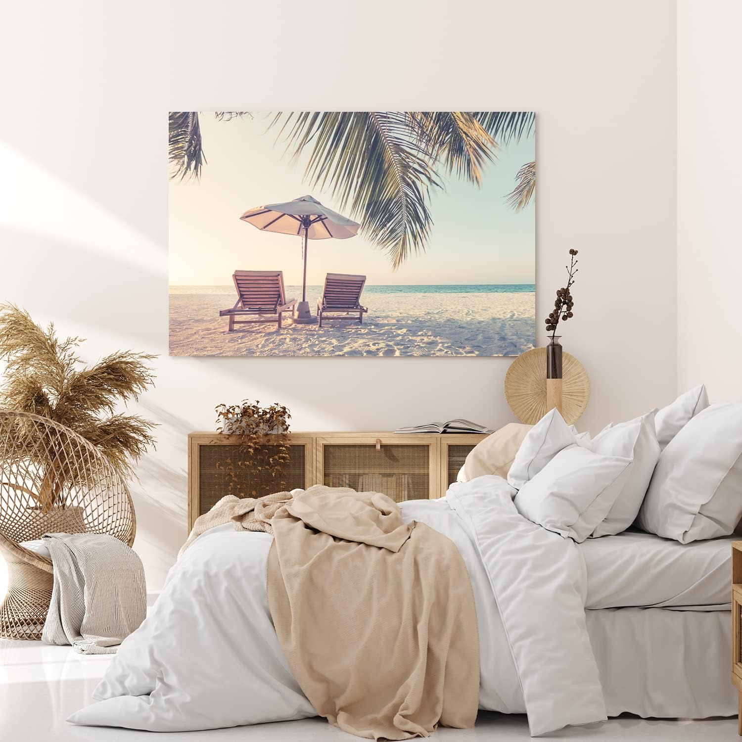 Wandbild 120x80cm Traumstrand Strand Meer Palme Sommer Urlaub