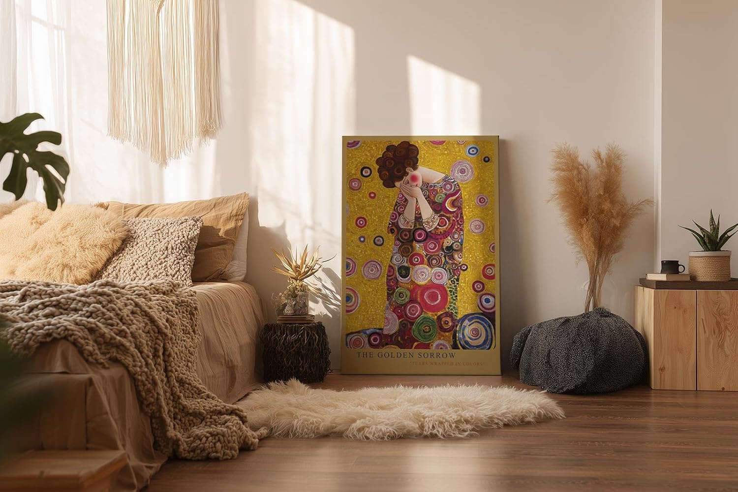 Paul Sinus Wandbild in 40x60cm The Golden Sorrow – ausdrucksstarkes Kunstmotiv im goldenen Mosaikstil für elegante Raumgestaltung