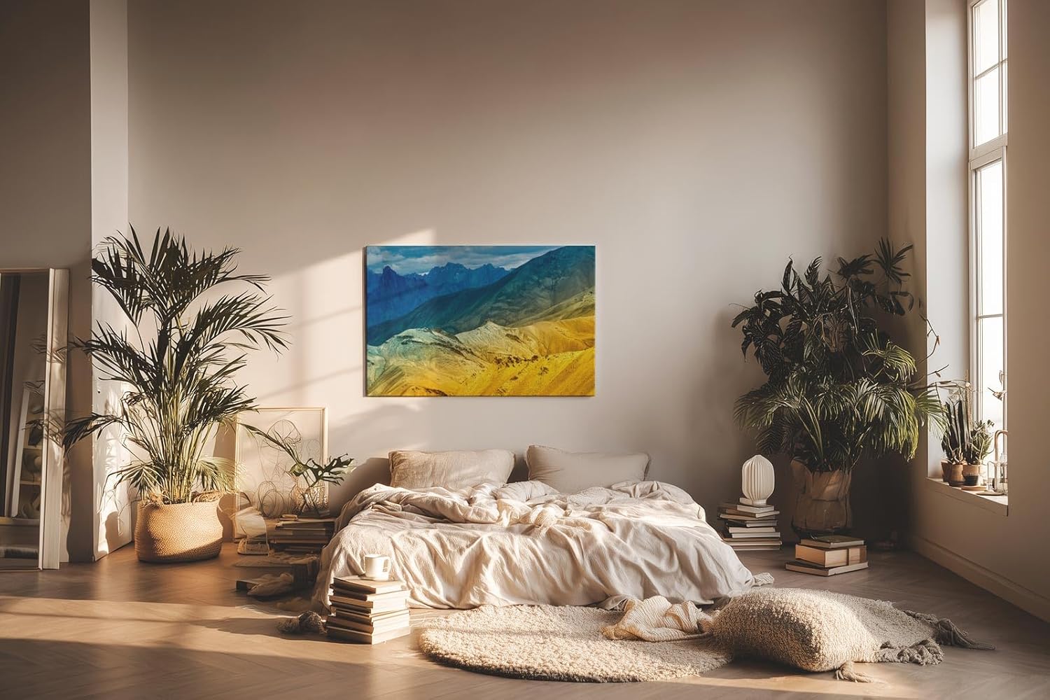 Sinus Art Wandbild 120x80cm Beeindruckende Landschaftskomposition mit leuchtenden Farbzonen und Tiefenstaffelung
