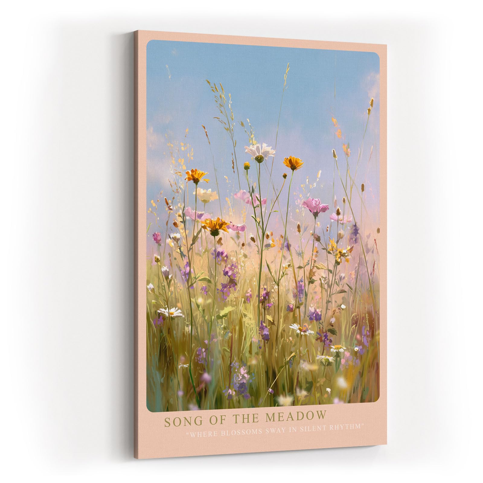 Paul Sinus Wandbild in 40x60cm Song of the Meadow Zarte Wildblumen im Sommerwind vor blauem Himmel für frische und natürliche Raumakzente
