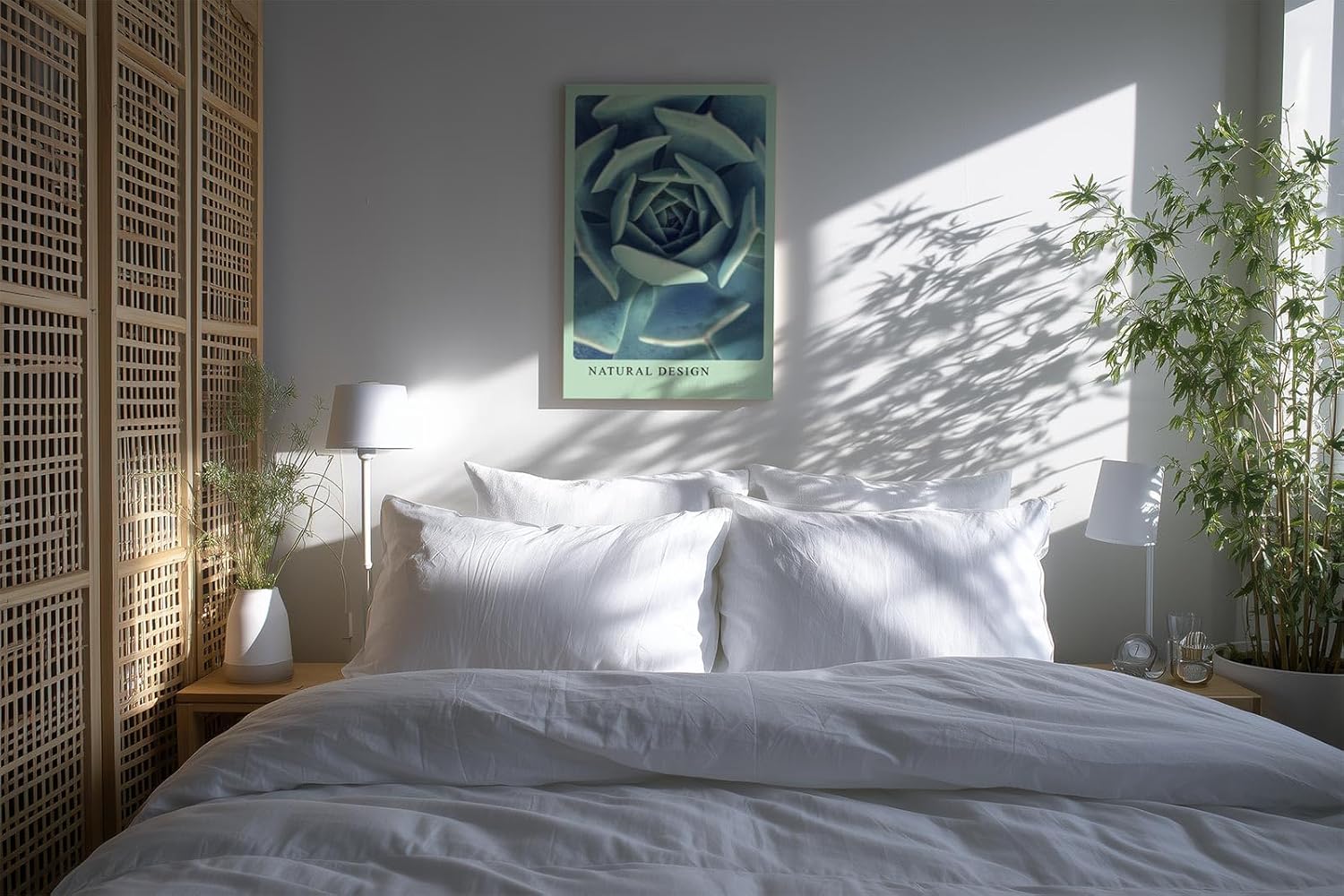 Paul Sinus Kunstdruck 40x60cm Natural Design – Sukkulente in spiralförmiger Anordnung und kühler Farbwelt