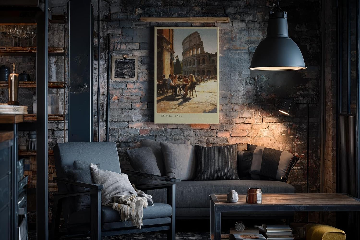 Paul Sinus Wandbild in 40x60cm Rom Italien Straßencafé am Kolosseum mediterrane Atmosphäre zeitlose Kunst für stilvolles Wohnen auf Leinwand
