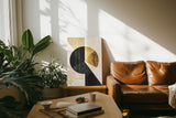Paul Sinus 60x90cm Wandbild Golden Motion – Powerdesign und Fokusgeometrie im modernen Kreis-Stil auf Leinwand