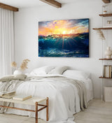 Paul Sinus Wandbild 120x80cm Welle Meer Ozean Sonnenuntergang Sonnenstrahl Wasser