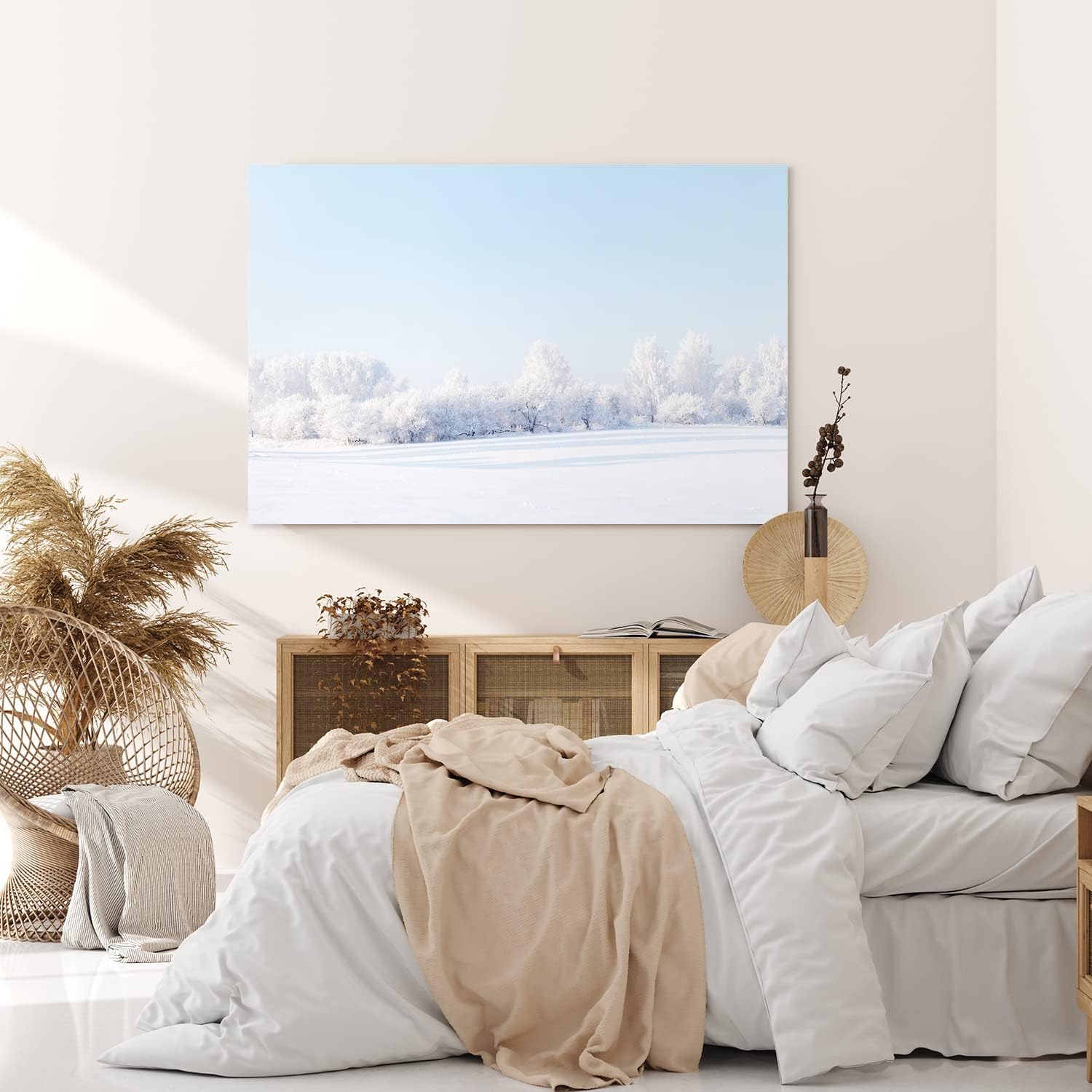Paul Sinus Wandbild 120x80cm Schneelandschaft Schnee Bäume Weiß Winter