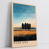 Paul Sinus Leinwandbild 80x120cm Toskana – Sanfte Hügellandschaft mit Zypressen im warmen Licht eines mediterranen Sonnenuntergangs
