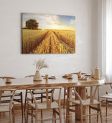 Paul Sinus Wandbild 120x80cm Weizenfeld Weizen Sonnenuntergang Baum Landschaft